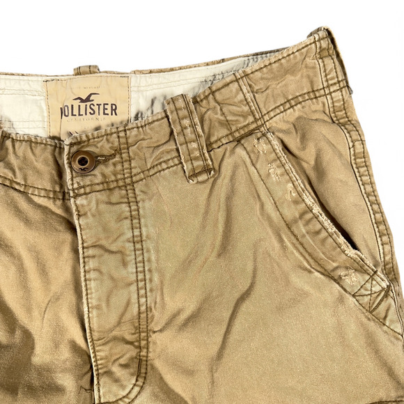 Hollister Cargo Shorts Mens 35 Brown Button Fly Utility Pockets Outdoors Y2K - Picture 4 of 13